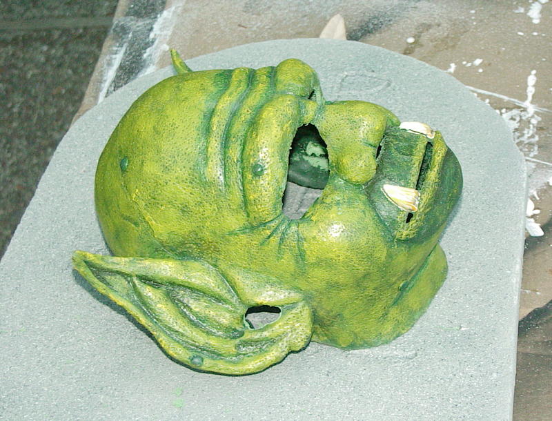 Closeup of an Orc mask.